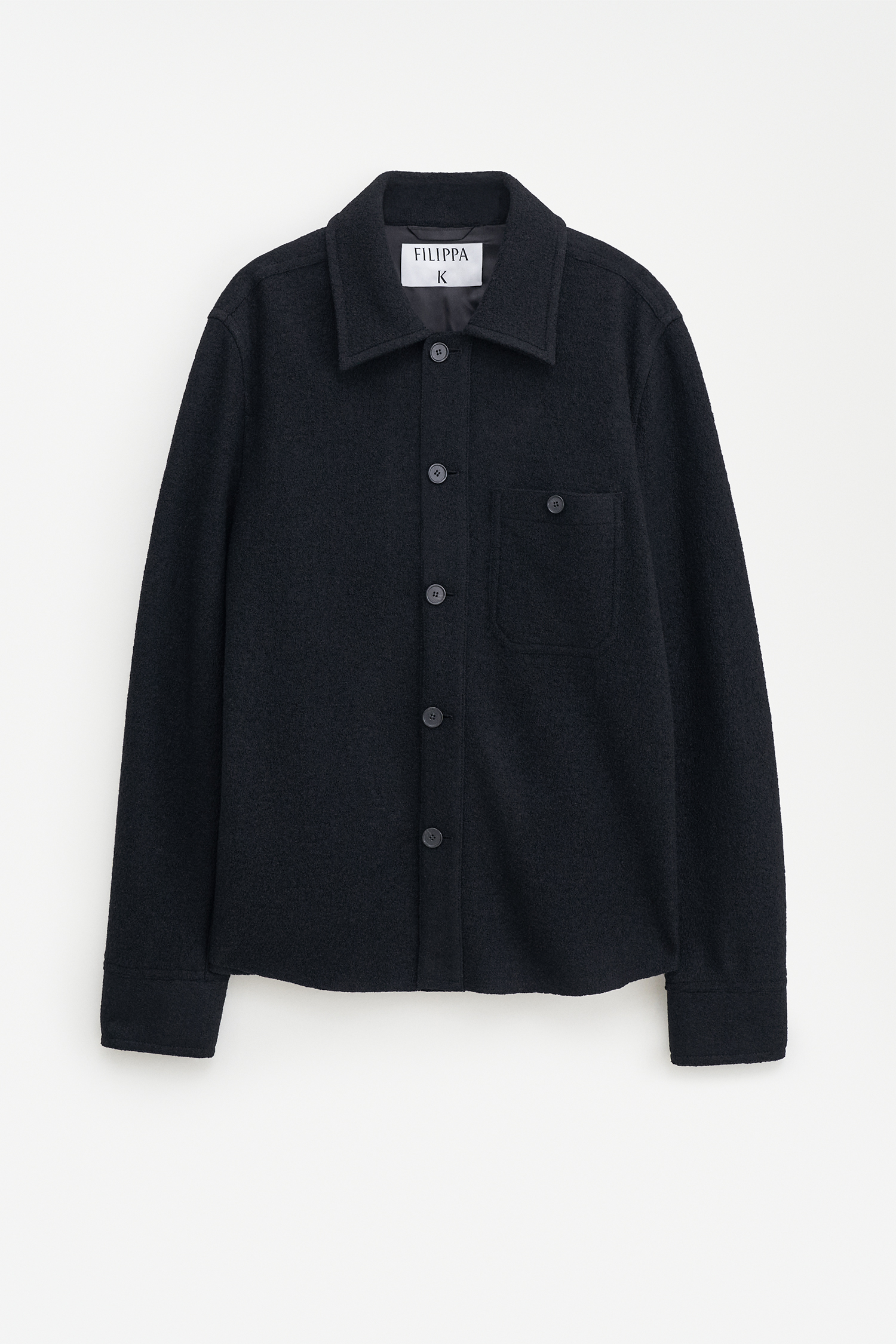 Filippa K Boiled Wool Shirt Jacket In Black